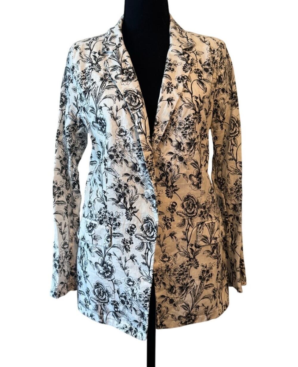 JOIE Black & White 100% Linen Blazer Size Small